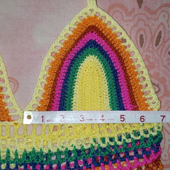 Tassels Crochet Bikini Top. Sexy Colorful Rainbow - Picture 10 of 14